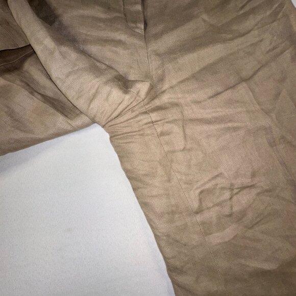 Lafayette 148 NYC - 100% Linen Cropped Palazzo Pants Khaki Tan Sz 10 MSRP $1298 - Picture 3 of 12